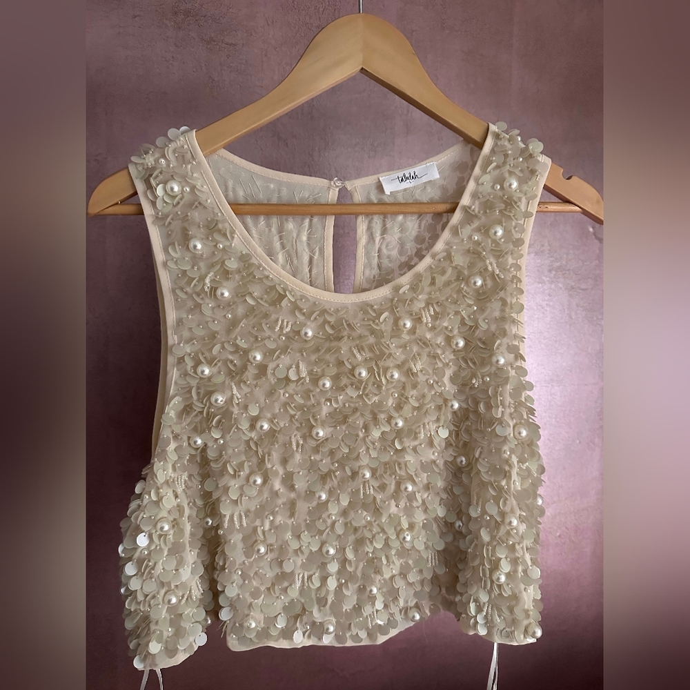 TALULAH Cream Floral Beaded Top